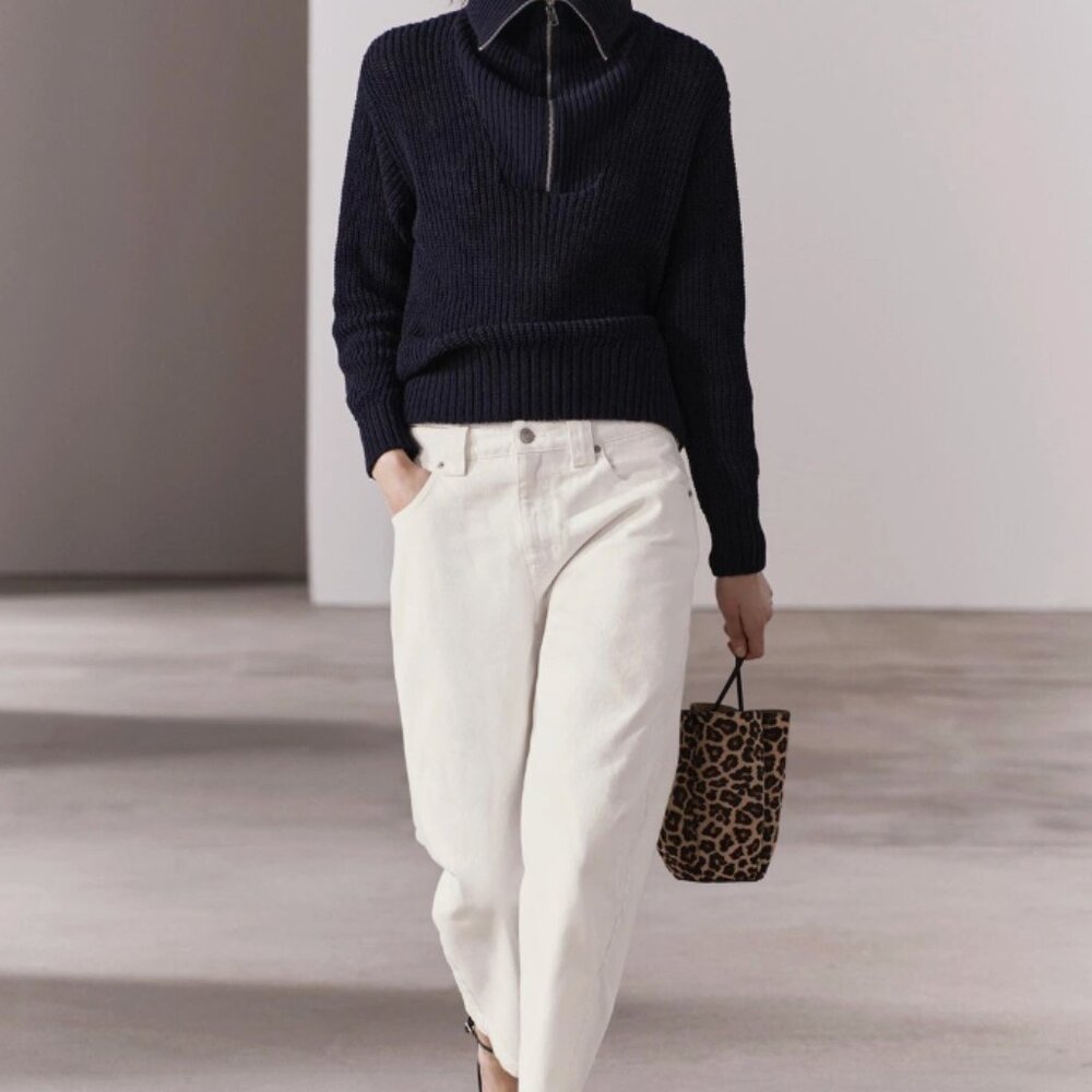 NWT ZARA QUARTER ZIP KNIT SWEATER